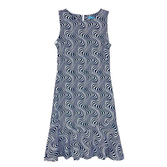 J. McLaughlin Catalina Cloth Wave print ruffle hem sleeveless dress Sz XS - Picture 1 of 7
